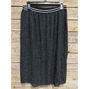 NWT Abercrombie & Fitch Women's Black & White Polka Dot Pleated‎ Midi Skirt Sz M